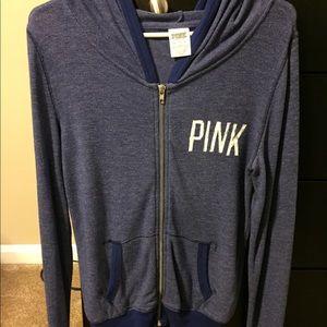 VS Pink hoodie loungewear with pink logo on front